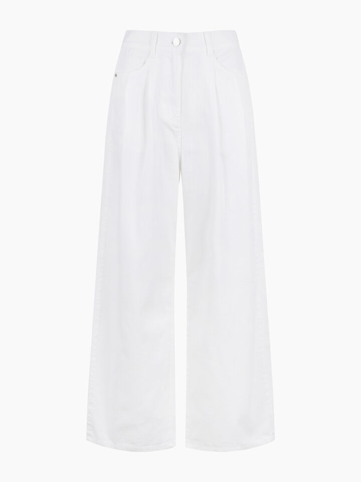 Pantaloni palazzo in denim color bianco - Palazzo - Bianco | Sisley K image number 1